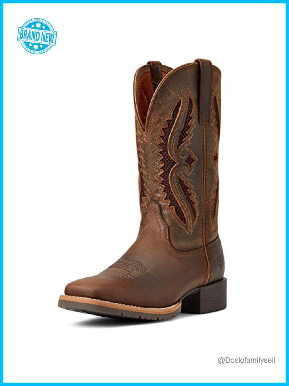 Full-Grain Leather Western Boots VentTEK Mesh Square Toe Mid-Calf Work